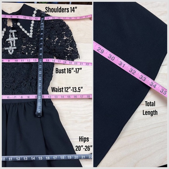 Self-Portrait Black Embellished Guipure Diamante Lace Mini Dress - Picture 8 of 9